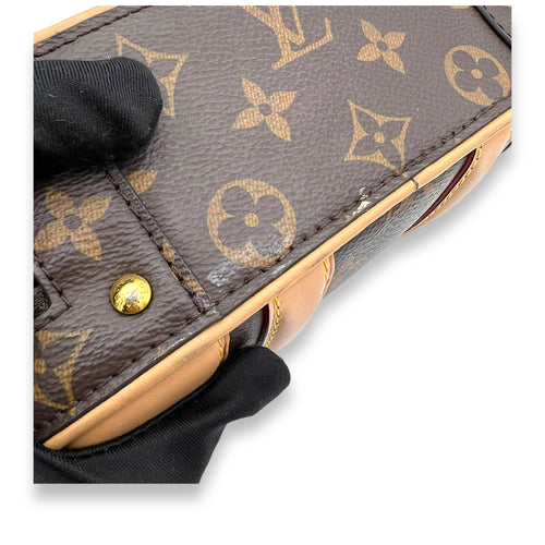 Valisette Top Handle Bag Brown in Monogram Coated Canvas, Gold hardware