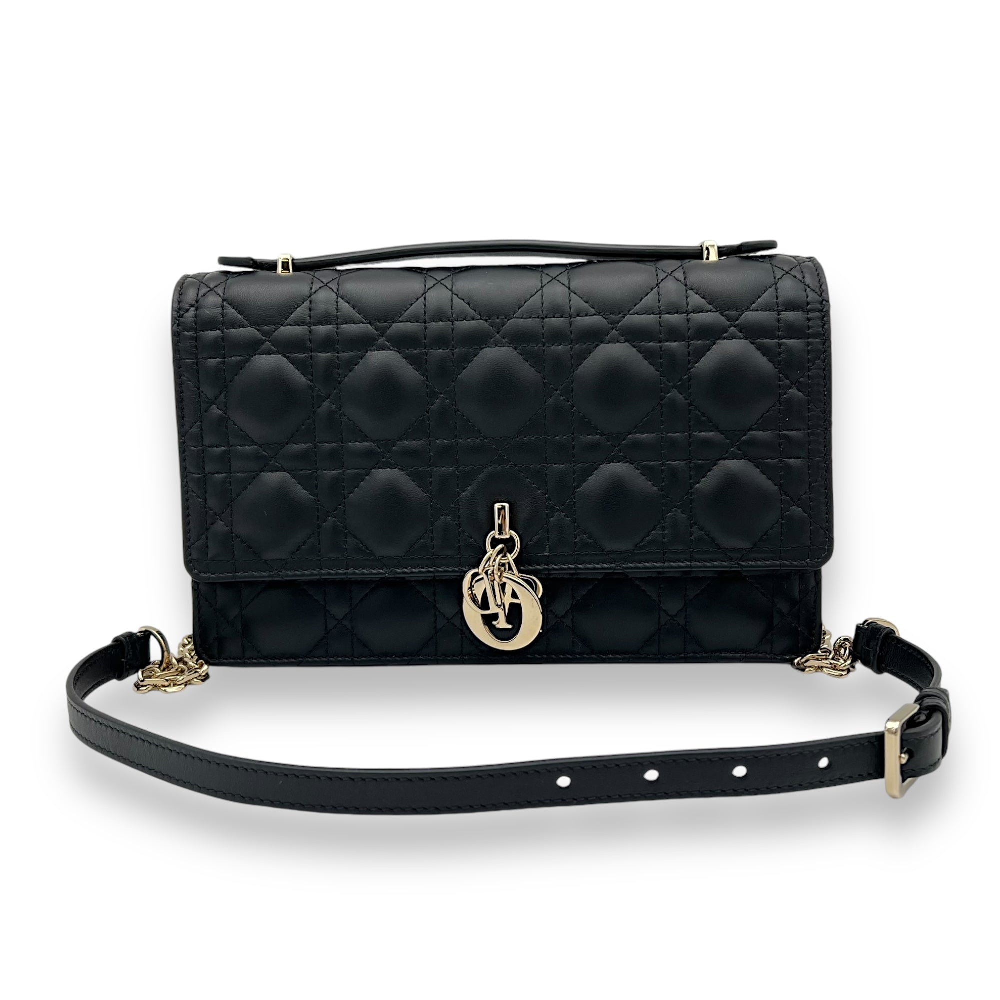 My Dior Black Top Handle Bag in Lambskin, Gold hardware