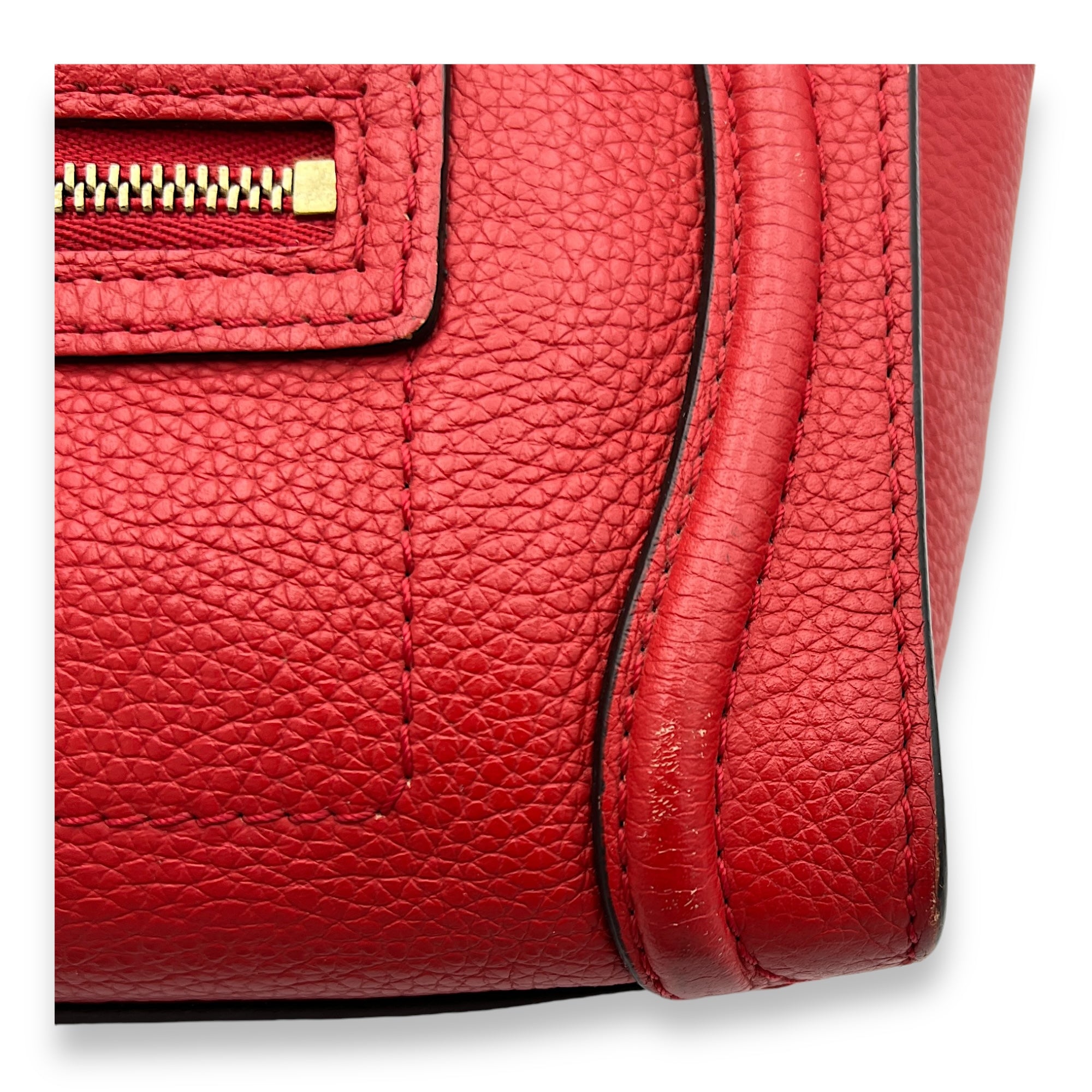 Luggage Crossbody Bag Nano Red in Calfskin, Gold hardware