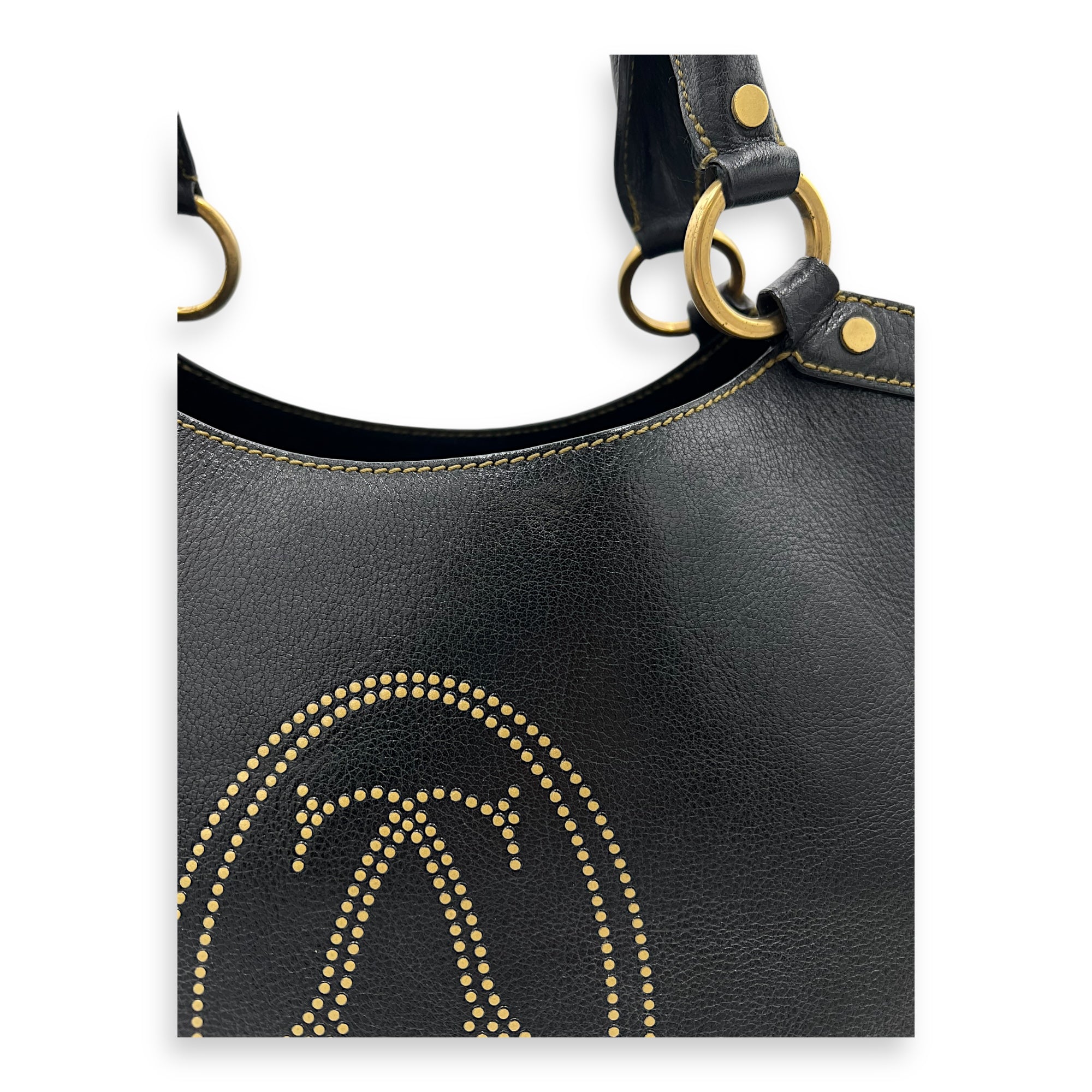 Marcello Top Handle Bag Black in Calfskin, Gold hardware