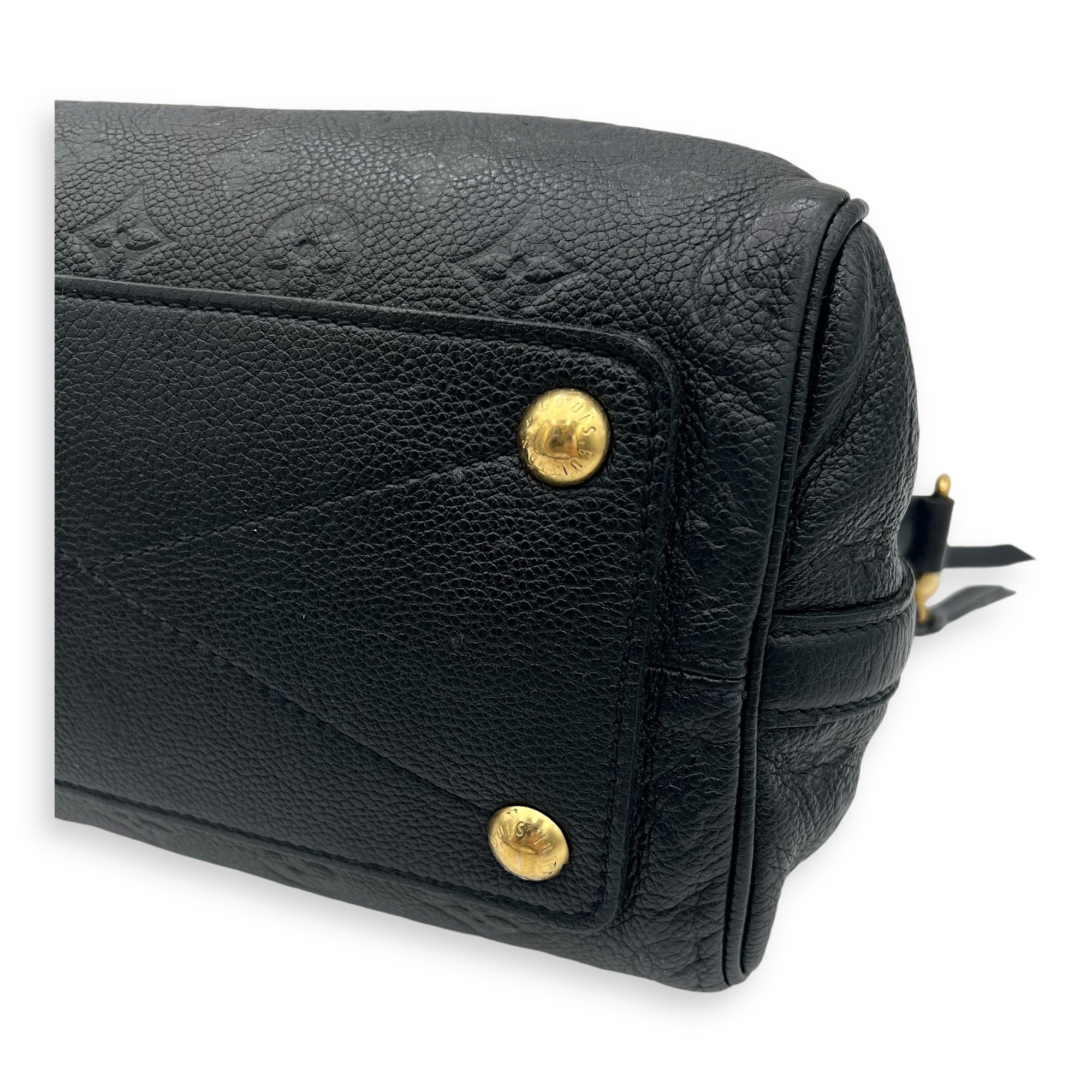 Speedy 25 Black Top Handle Bag in Empreinte Leather, Gold hardware