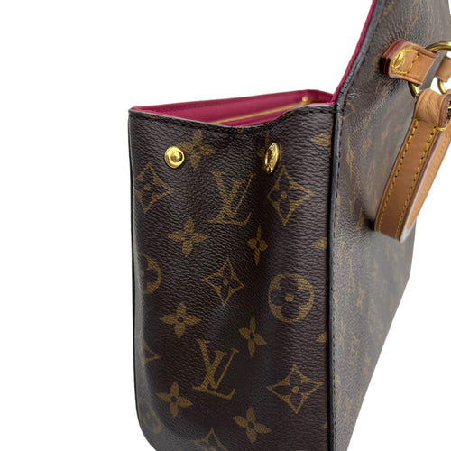 Cluny Top Handle Bag Brown in Monogram Coated Canvas, Gold hardware