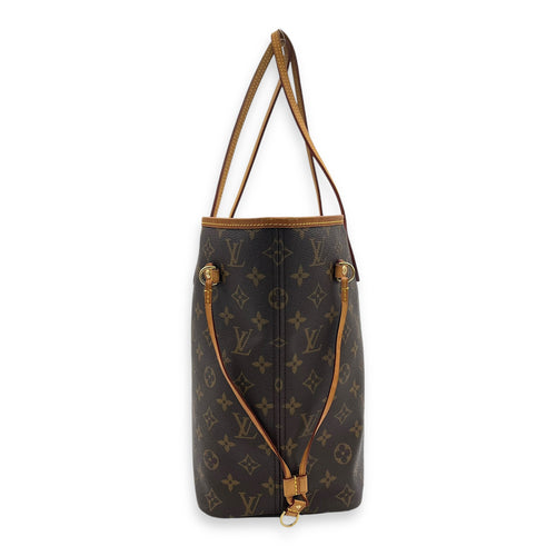 Neverfull Tote Bag MM Brown in Monogram Coated Canvas, Gold hardware