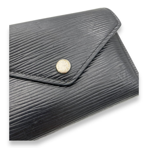 Victorine Black Wallet in Epi Leather, Silver hardware