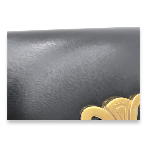 Triomphe Shoulder Bag Black in Calfskin, Gold hardware