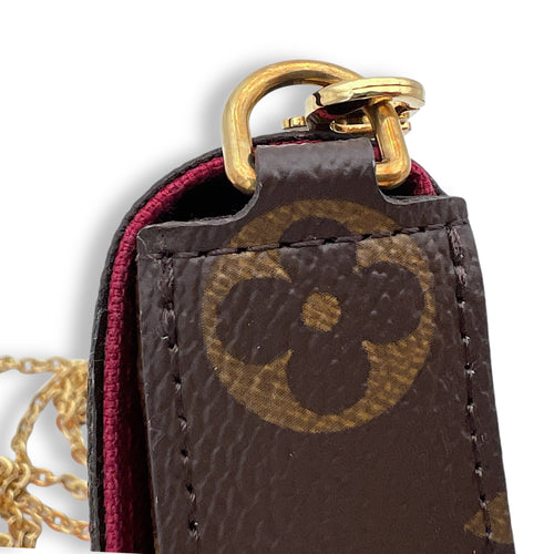 Felicie Wallet On Chain Brown in Monogram Coated Canvas, Gold hardware