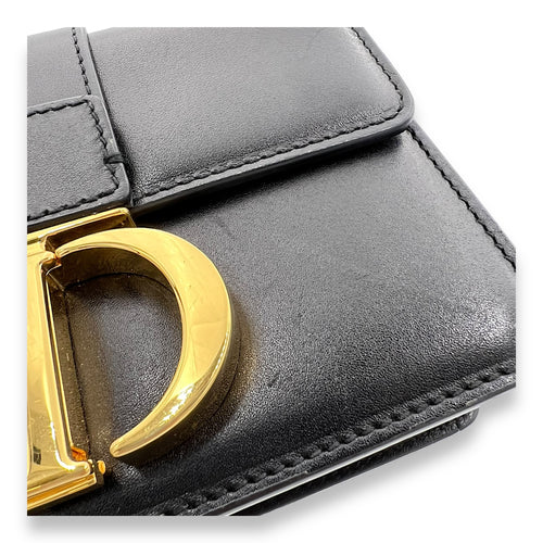 30 Montaigne Micro Black Crossbody Bag in Calfskin, Gold hardware