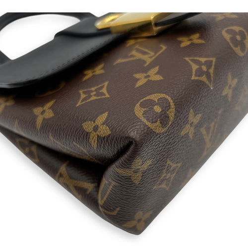 Locky BB Brown Top Handle Bag in Monogram Coated Canvas, Gold hardware