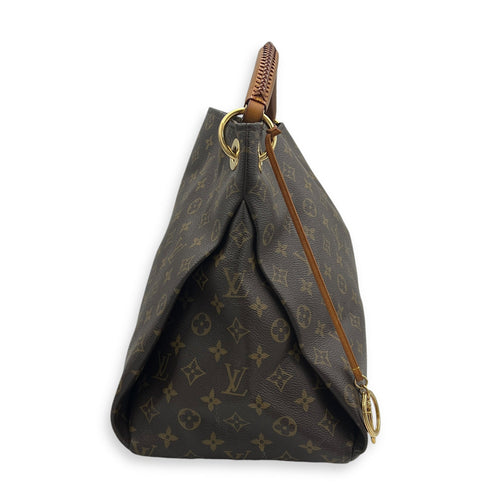 Artsy Top Handle Bag Brown in Monogram Coated Canvas, Gold hardware