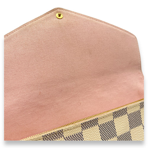 Felicie Damier Azur Wallet On Chain in Coated Canvas, Gold hardware