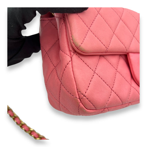 Quilted Pearl Crush Shoulder Bag Pink in Calfskin, Gold hardware