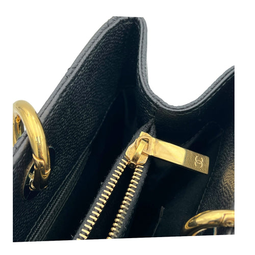 GST Tote Bag Black in Caviar Leather, Gold hardware