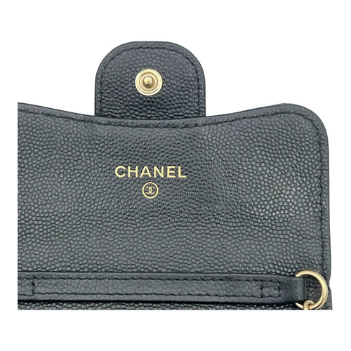 Classic Flap Cardholder Black Wallet On Chain in Caviar Leather, Gold hardware