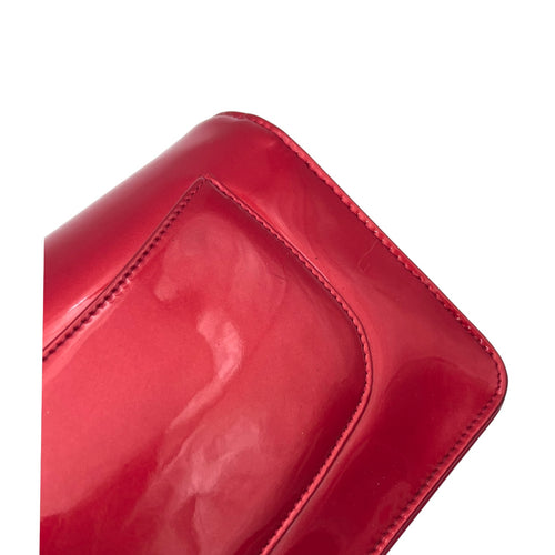 CC Wallet On Chain Red in Patent Leather, Silver hardware