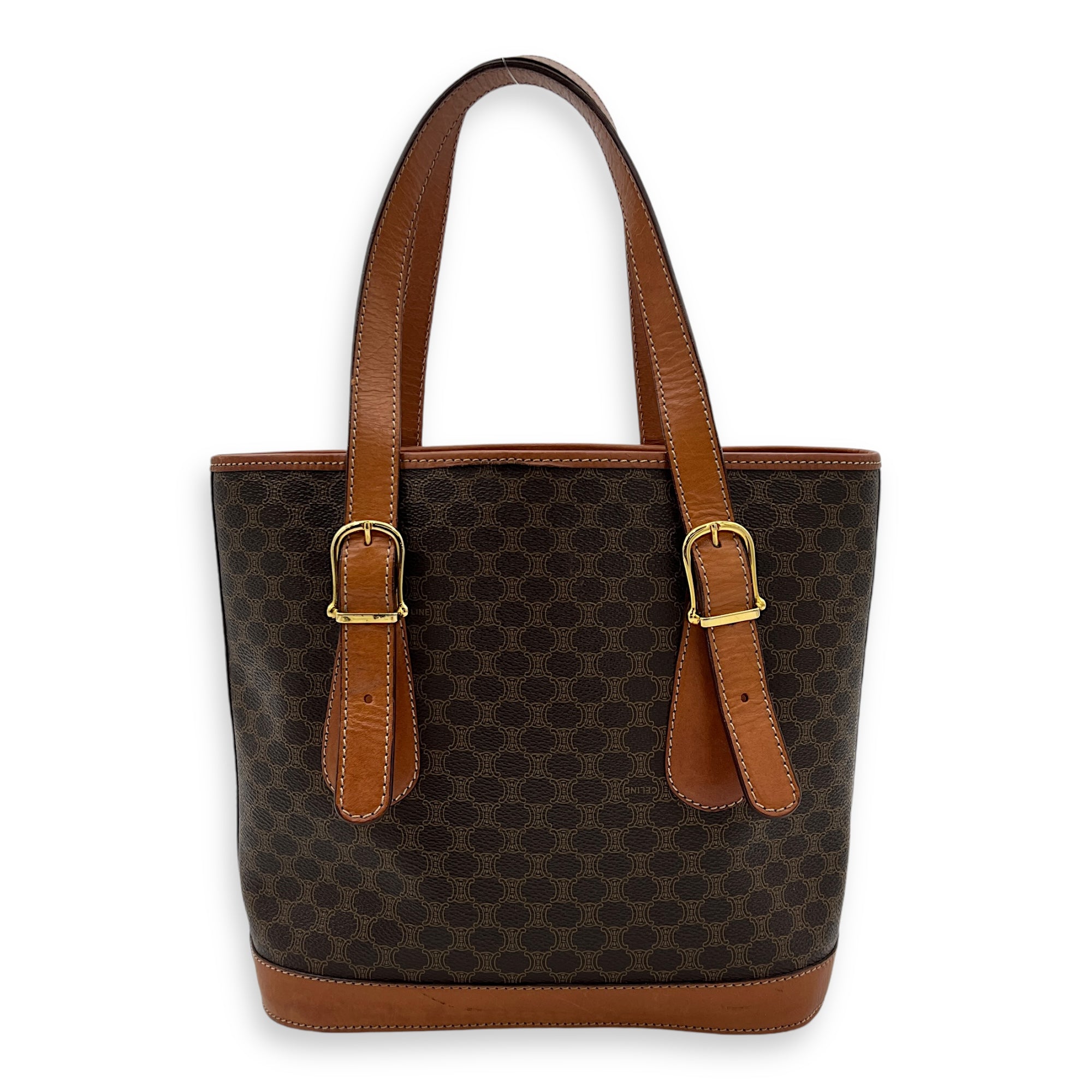 Macadam Tote Bag Brown in Coated Canvas, Gold hardware