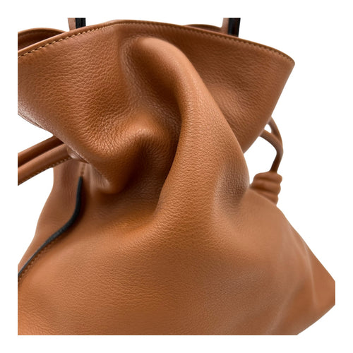 Flamenco Tan Shoulder Bag in Calfskin, Silver hardware