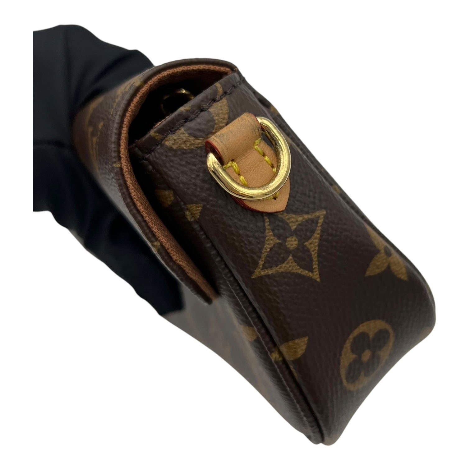 Ivy Wallet On Chain Brown in Monogram Coated Canvas, Gold hardware