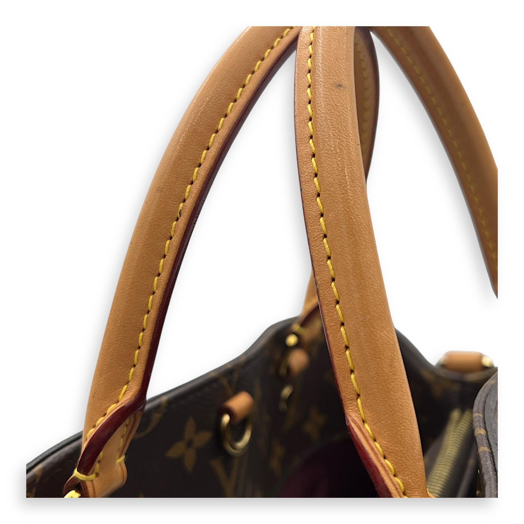 Montaigne Top Handle Bag Brown in Monogram Coated Canvas, Gold hardware