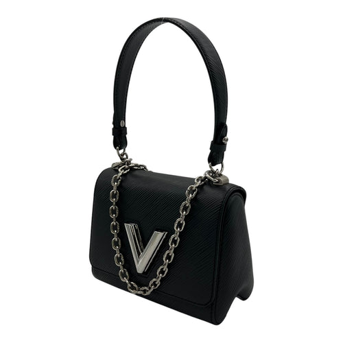 Twist PM Black Shoulder Bag in Epi Leather, Silver hardware