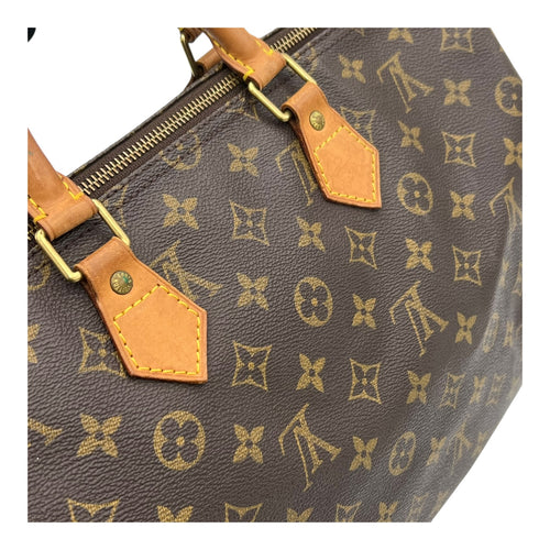 Speedy Top Handle Bag 35 Brown in Monogram Coated Canvas, Gold hardware