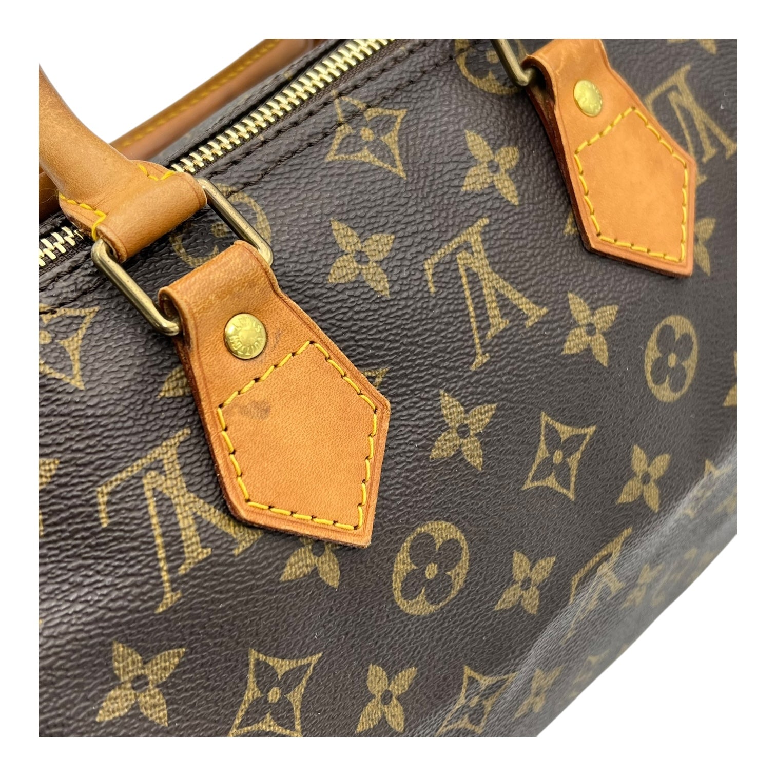 Speedy Top Handle Bag 25 Brown in Monogram Coated Canvas, Gold hardware