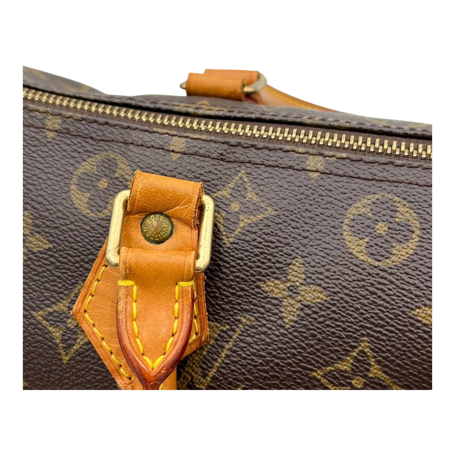 Speedy Top Handle Bag 30 Brown in Monogram Coated Canvas, Gold hardware