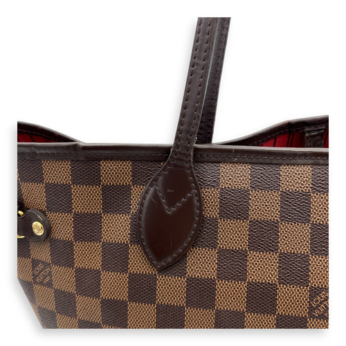 Neverfull MM Brown Tote Bag in Coated Canvas, Gold hardware