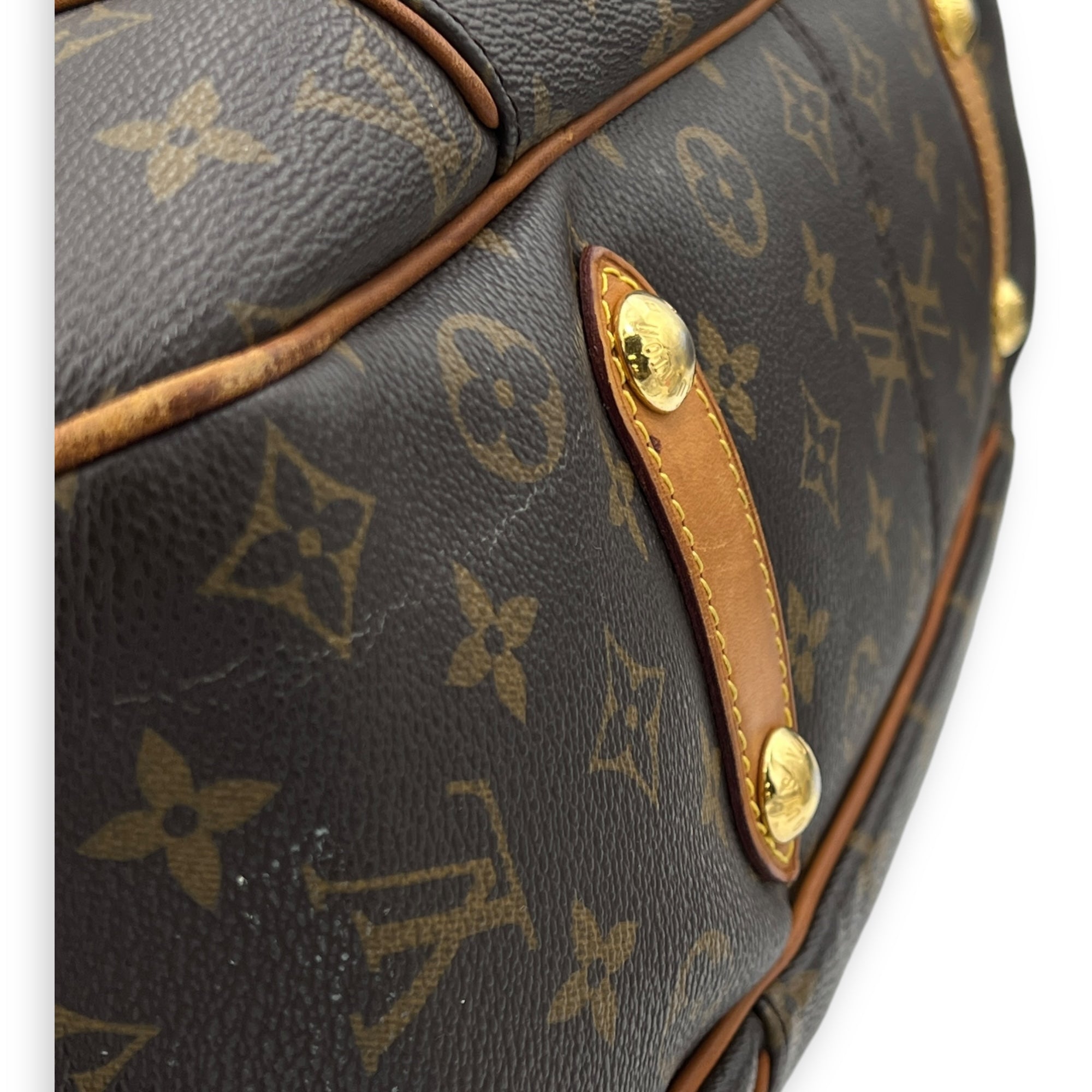 Galleria Shoulder Bag Brown in Monogram Coated Canvas, Gold hardware