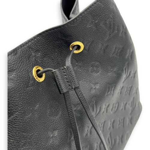 NeoNoe MM Black Shoulder Bag in Empreinte Leather, Gold hardware