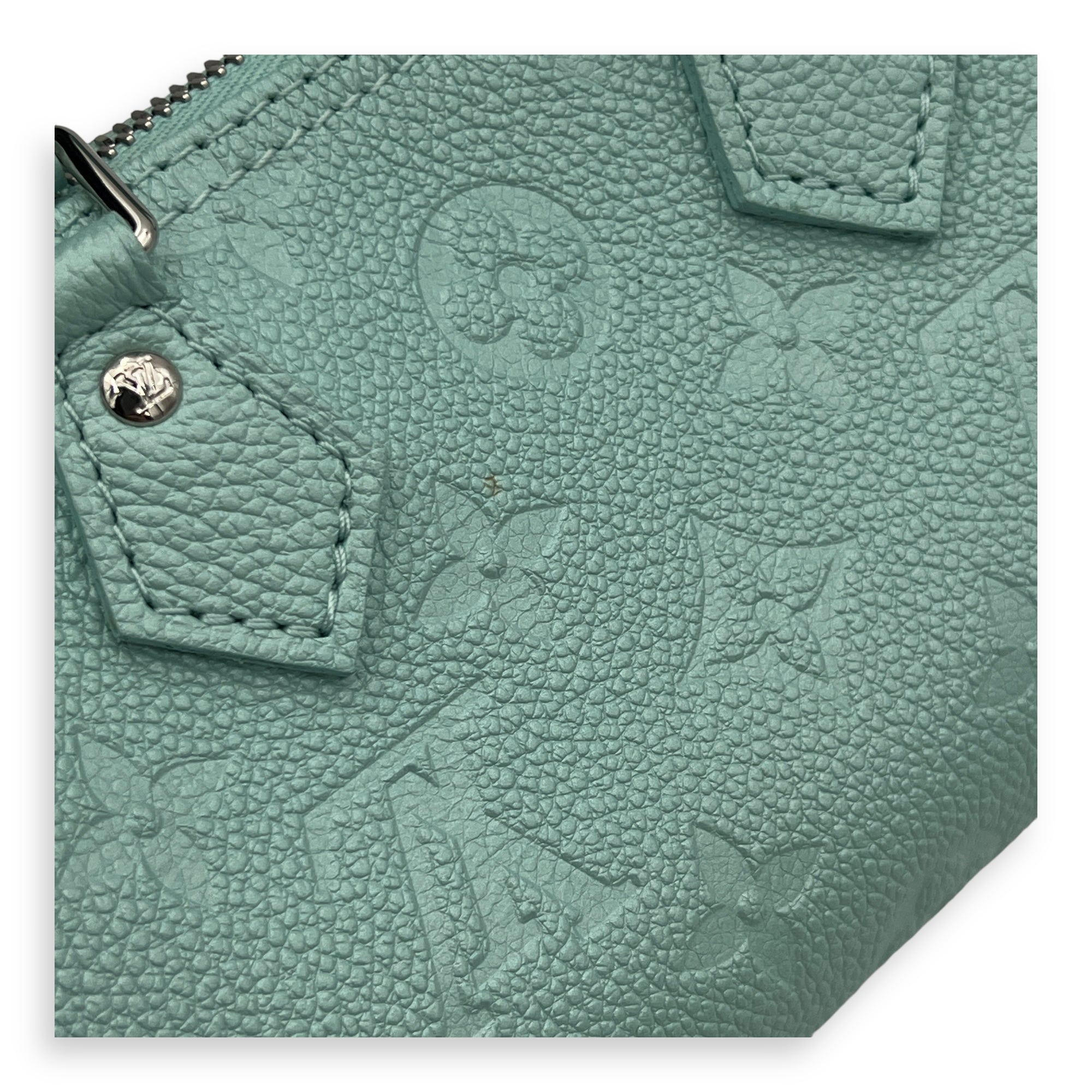 Speedy Nano Green Top Handle Bag in Monogram Empreinte Leather, Silver hardware