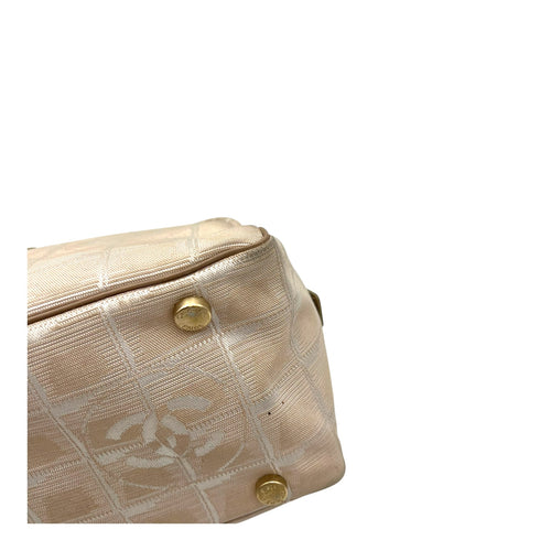 Travel Line Top Handle Bag Beige in Jacquard, Gold hardware