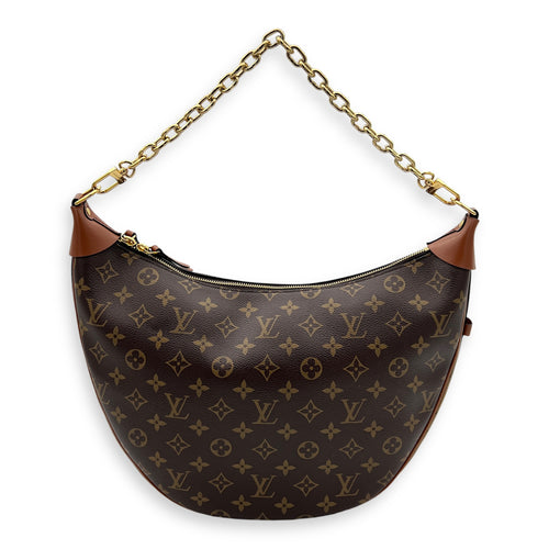 Loop Hobo Shoulder Bag Brown in Monogram Coated Canvas, Gold hardware