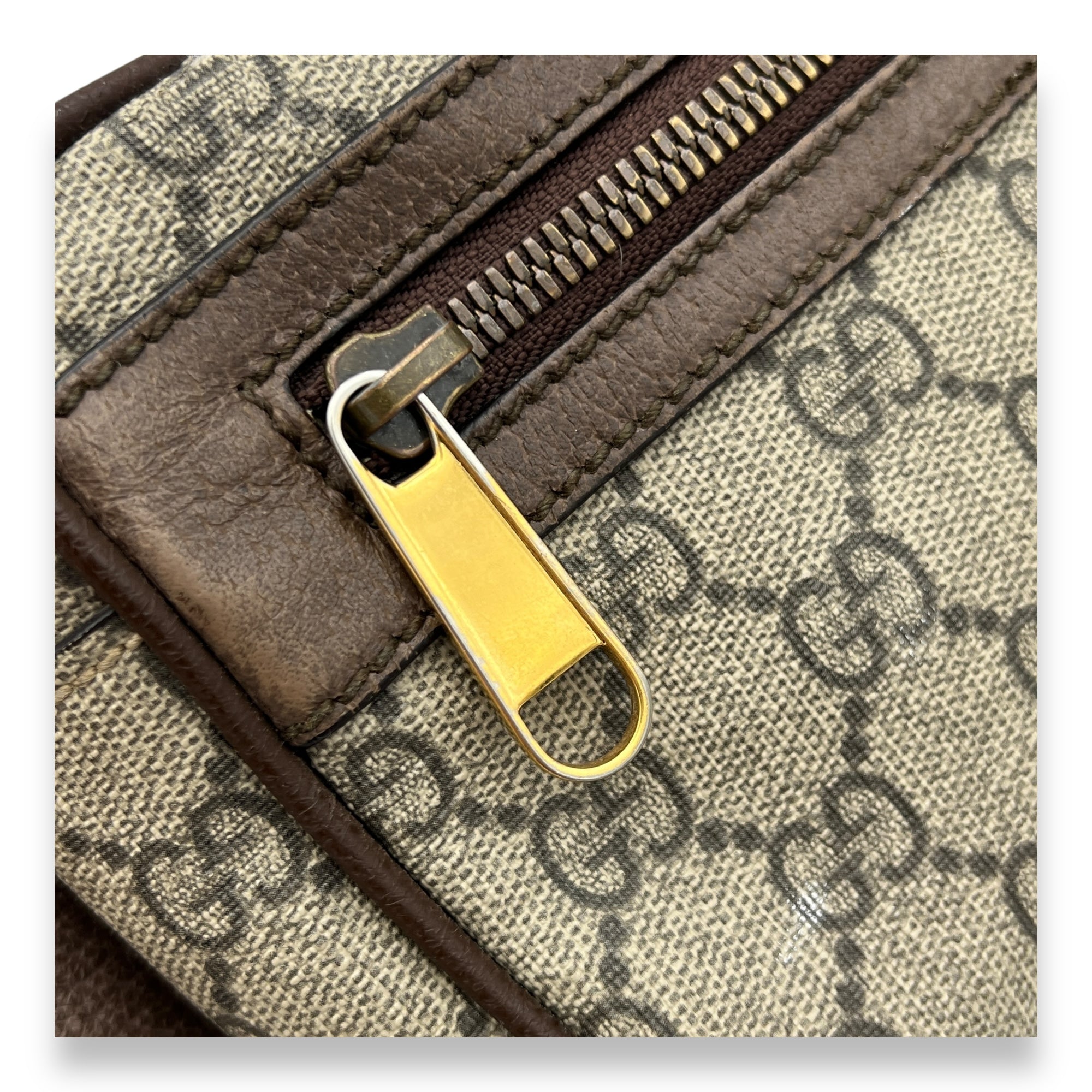 Ophidia Crossbody Bag Brown in Coated Canvas, Gold hardware