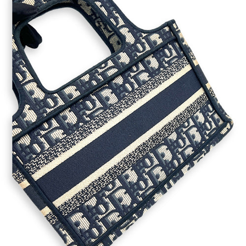 Book Tote Mini Blue Top Handle Bag in Jacquard