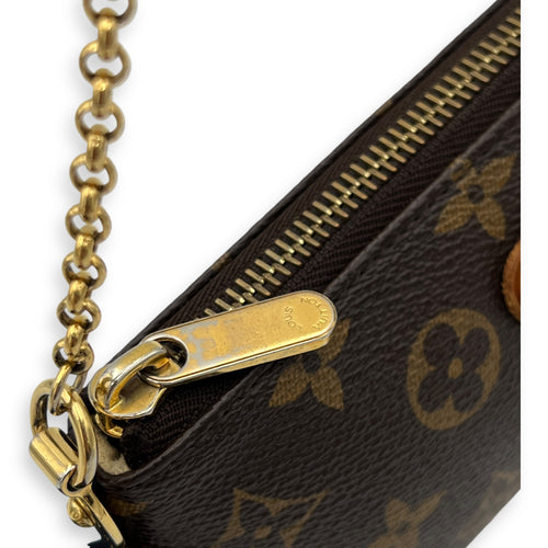 Milla Pouch MM Brown in Monogram Coated Canvas, Gold hardware