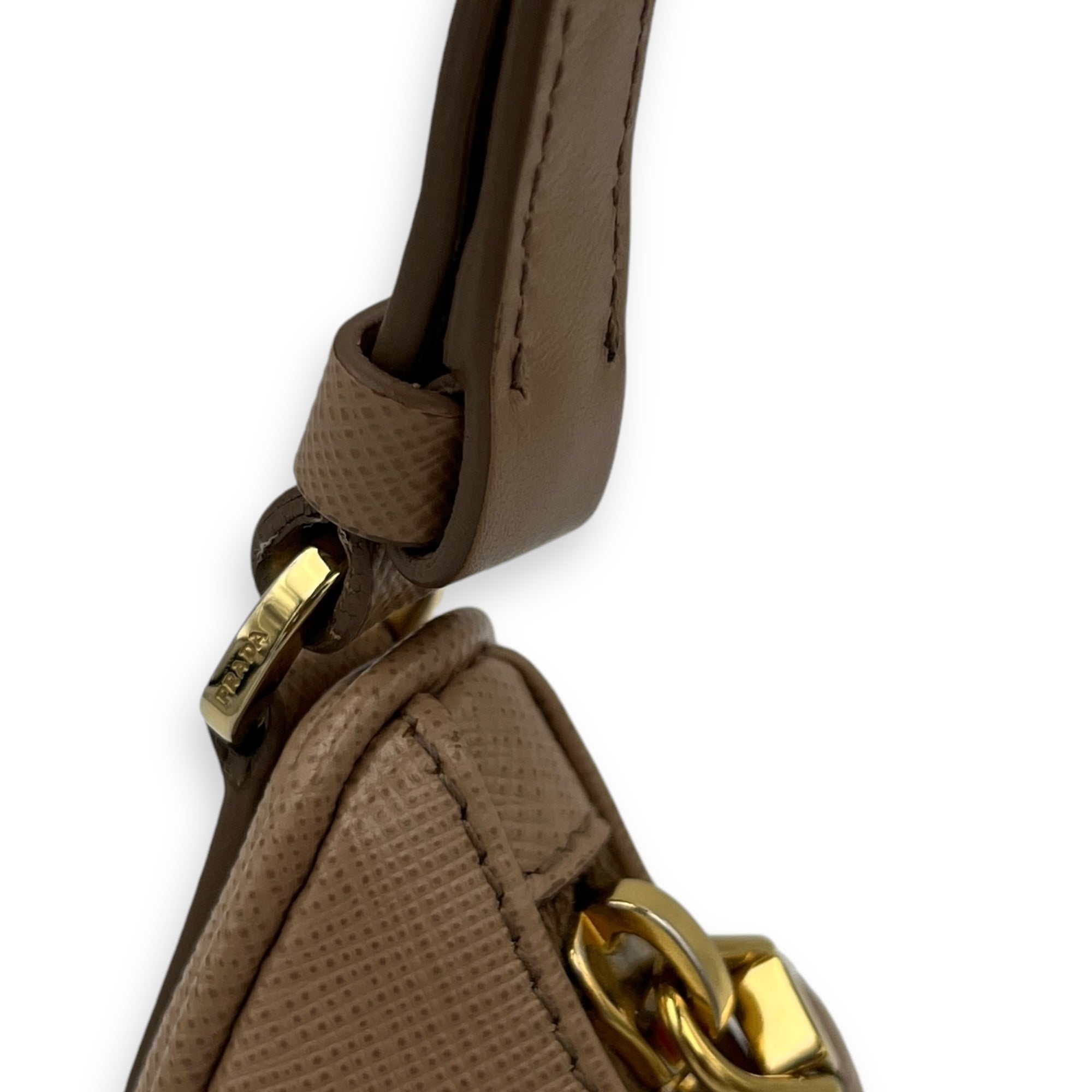 Re-Edition Mini Cammeo Shoulder Bag in Saffiano Leather, Gold hardware