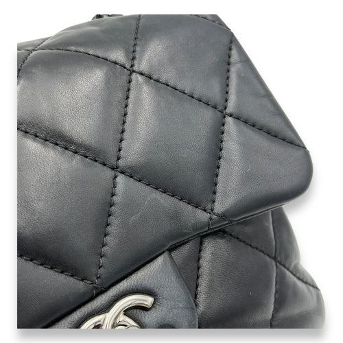 Square Bag Crossbody Bag Black in Lambskin, Silver hardware