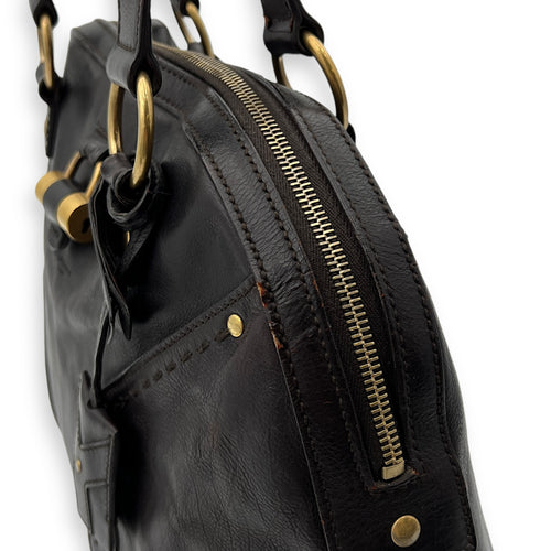 Muse Shoulder Bag Brown in Calfskin, Gold hardware