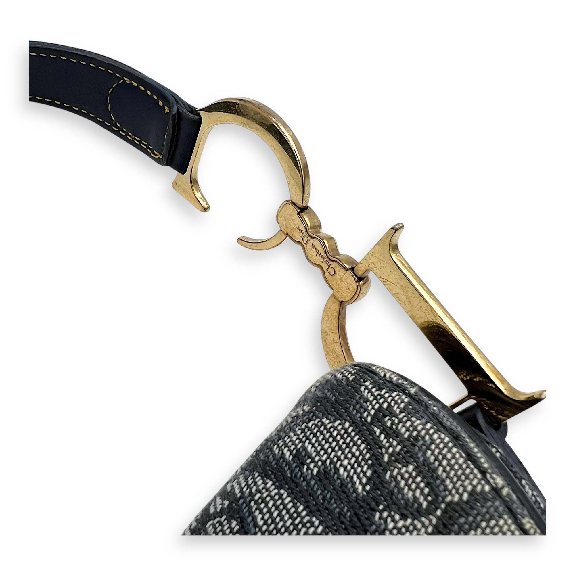 Saddle Shoulder Bag Blue in Jacquard, Gold hardware