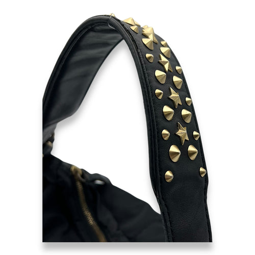 Pockets Shoulder Bag Black in Nylon, Gold hardware