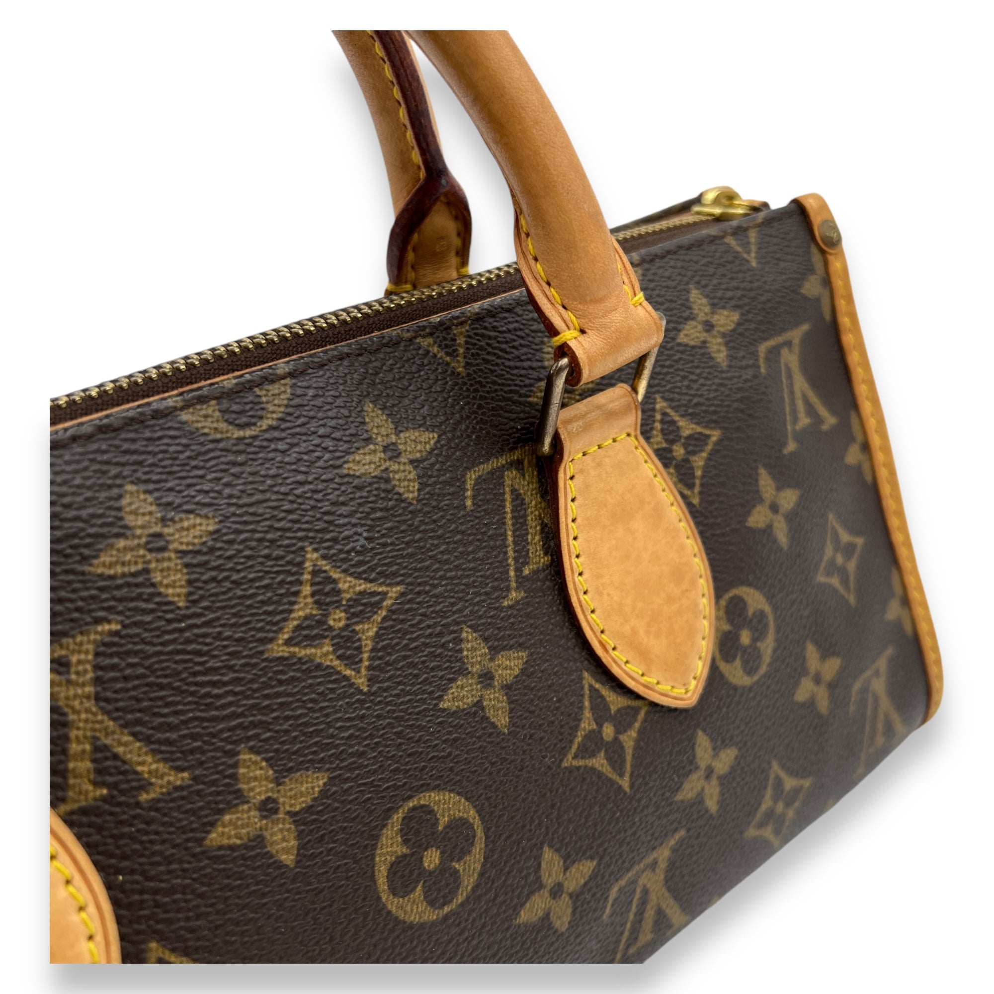 Popincourt Top Handle Bag Brown in Monogram Coated Canvas, Gold hardware