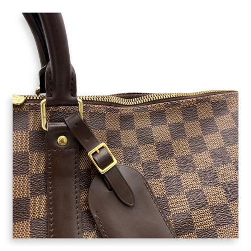 Keepall Duffle Bag 55 Damier Ebene in Coated Canvas, Gold hardware