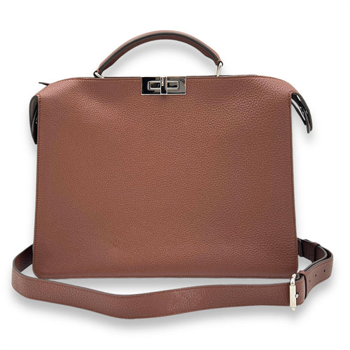 ISeeU Top Handle Bag Brown in Calfskin, Silver hardware