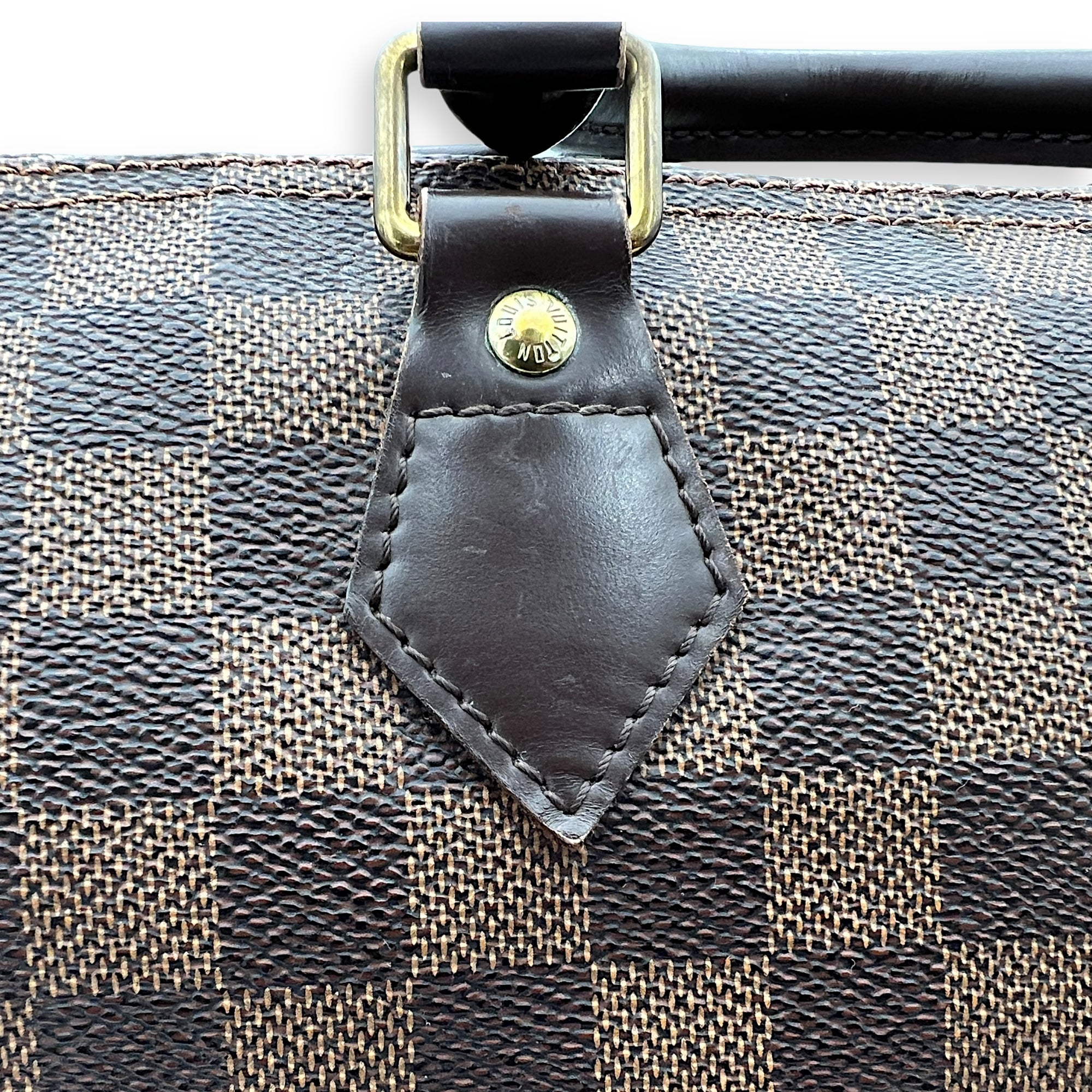 Louis Vuitton Speedy Top Handle Bag 35 Brown in Coated Canvas, Gold hardware_7