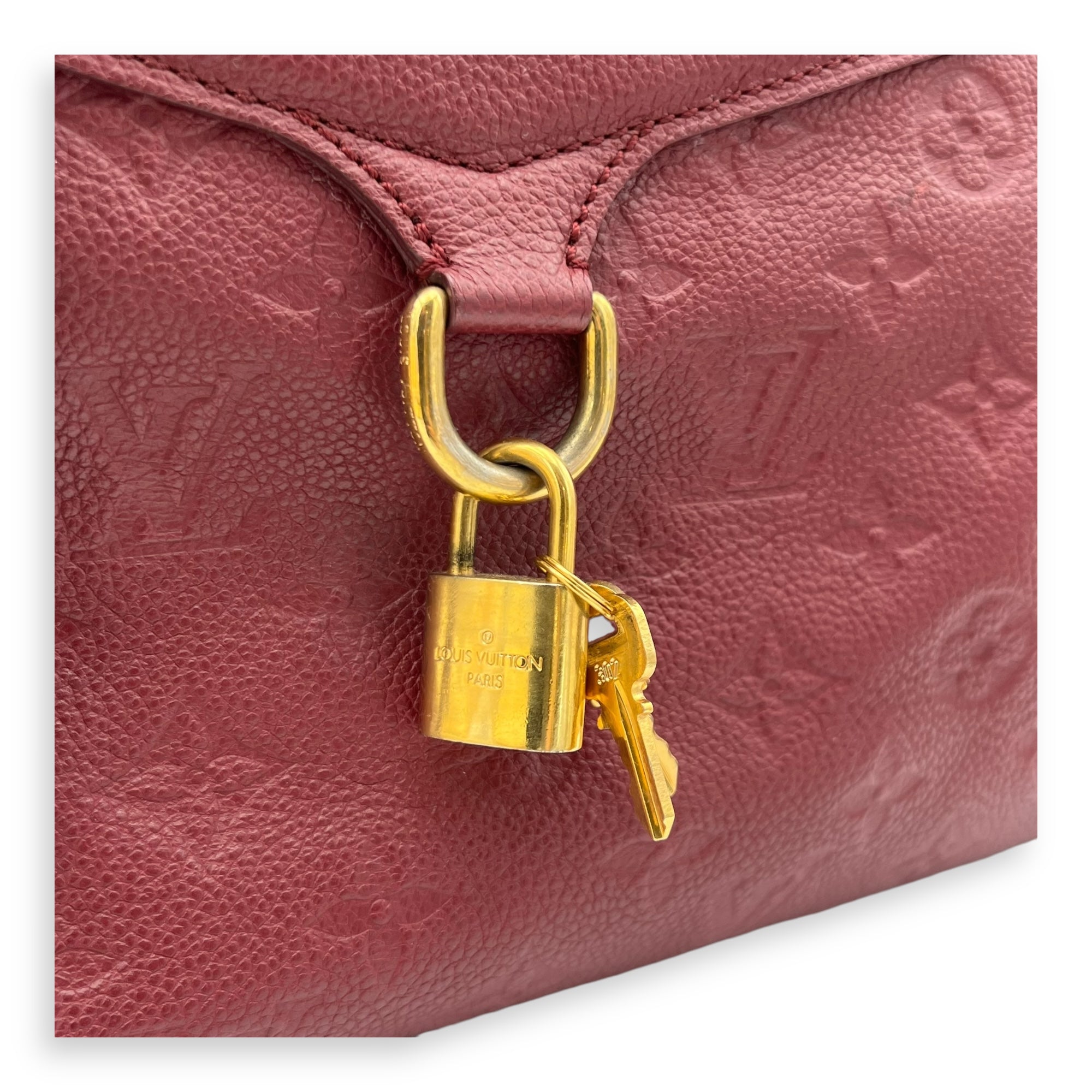 Louis Vuitton Lumineuse PM Red Tote Bag in Empreinte Leather, Gold hardware_7