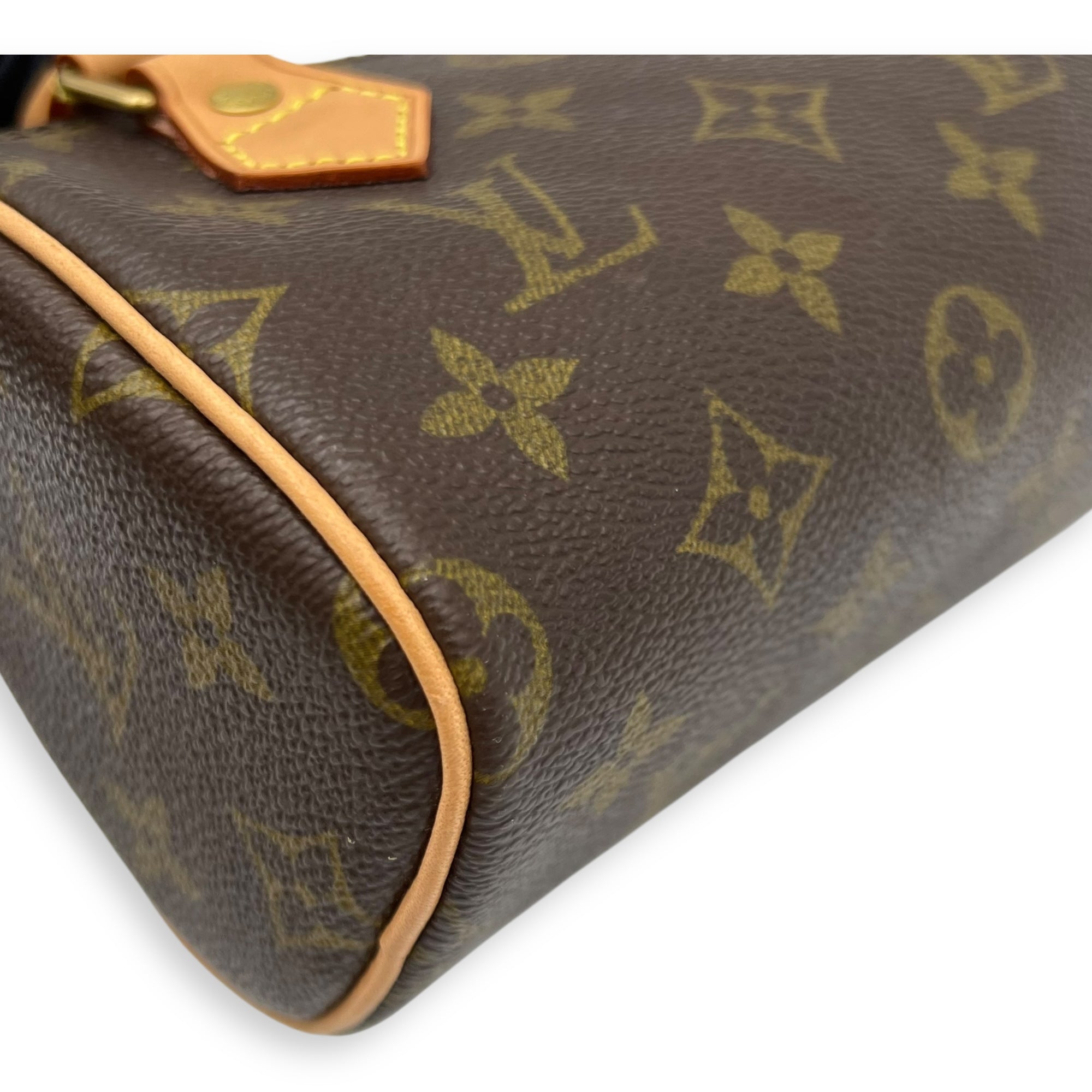 Louis Vuitton Speedy Top Handle Bag Brown in Monogram Coated Canvas, Gold hardware_7