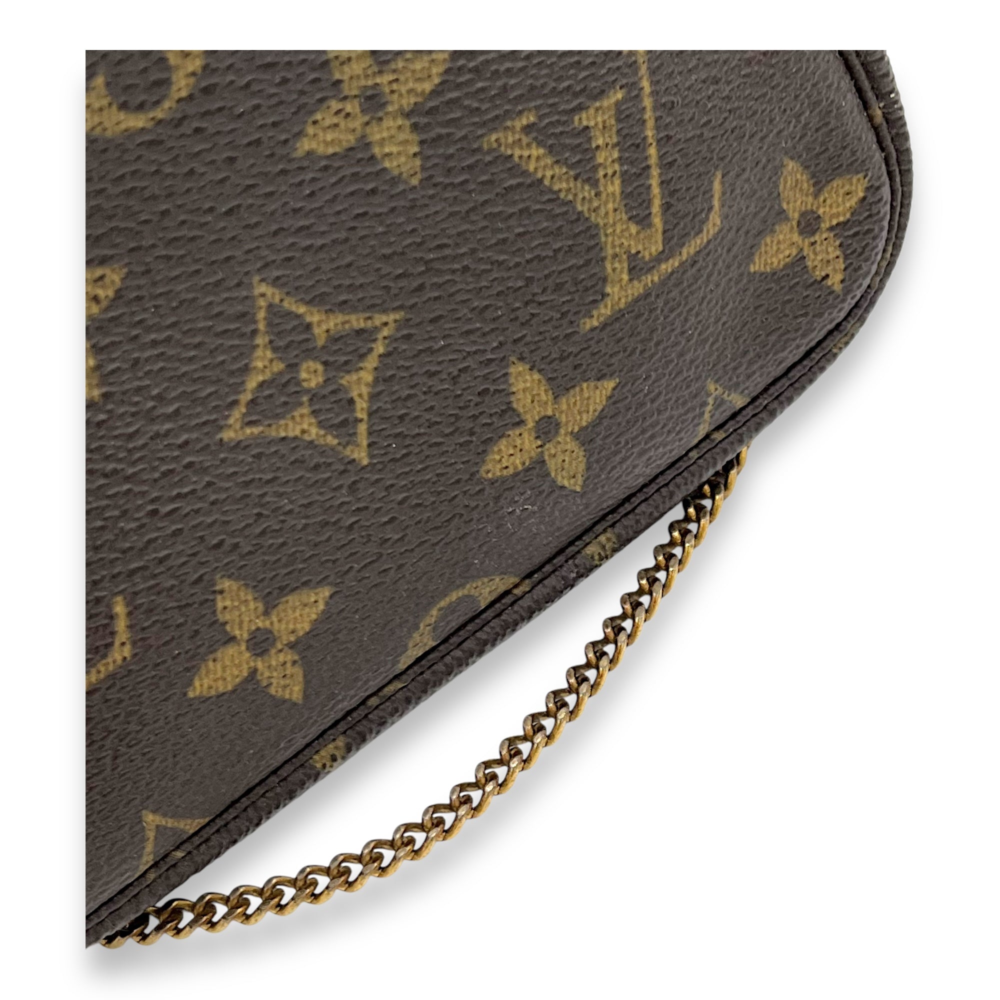 Louis Vuitton Pochette Accessoires Brown Pouch in Monogram Coated Canvas, Gold hardware_7