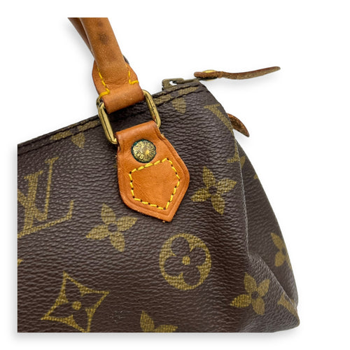 Louis Vuitton Speedy Crossbody Bag Brown in Monogram Coated Canvas, Gold hardware_7