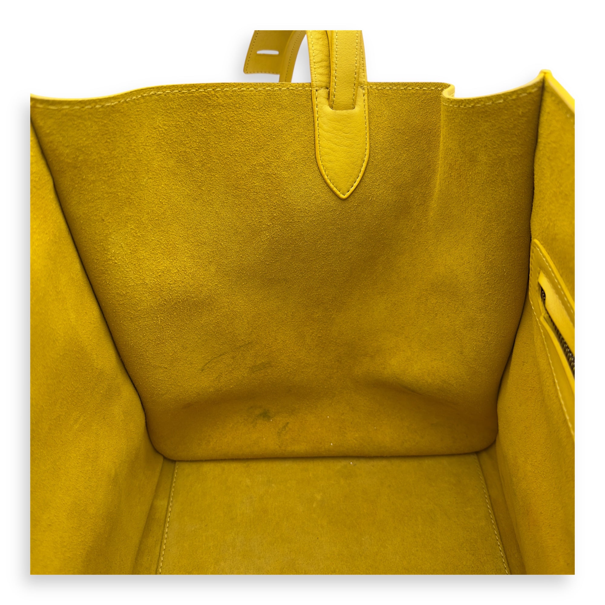 Celine Phantom Luggage Yellow Top Handle Bag in Calfskin, Gold hardware_9