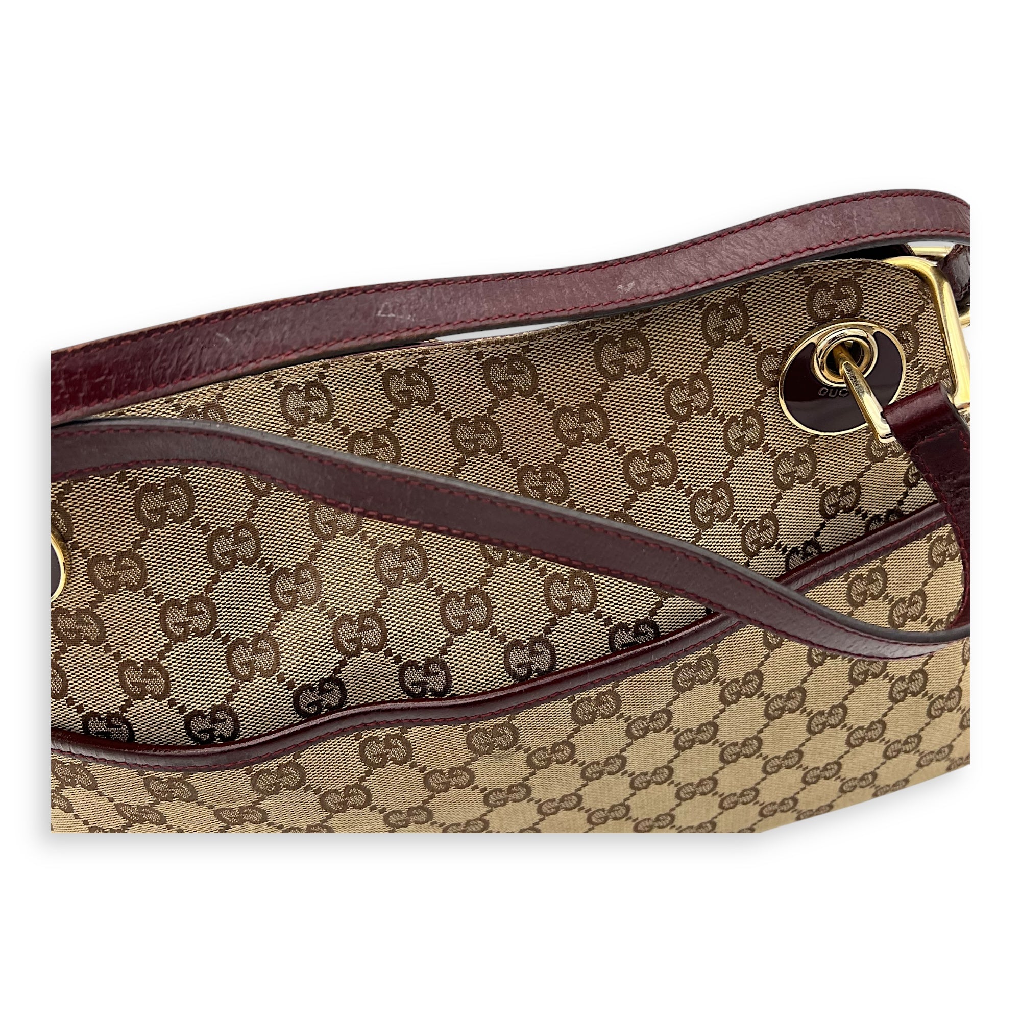 Gucci GG Shoulder Bag Brown in Canvas, Gold hardware_7